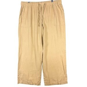 Gap Linen Khaki Pants Womens XL Beige Relaxed Fit Drawstring Elastic Waist 38x30